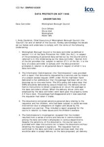 ICO Ref: ENF0510309 DATA PROTECTION ACT 1998 UNDERTAKING Data Controller:  Wokingham Borough Council