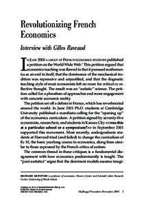 Revolutionizing French Economics  Revolutionizing French Economics Interview with Gilles Raveaud