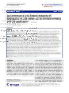 Spatio-temporal and hazard mapping of Earthquake in UAE (1984–2012): Remote sensing and GIS application
