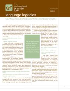 November 2014 volume 18 number 2 language legacies 12LANGUAGELEGACIESGRANTSAWARDEDFOR2014