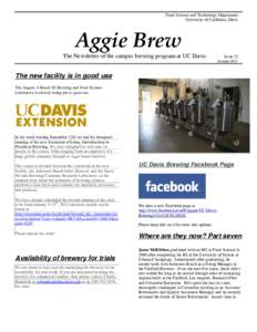 Food Science and Technology Department University of California, Davis Aggie Brew  The Newsletter of the campus brewing program at UC Davis