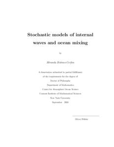 Stochastic models of internal waves and ocean mixing by Miranda Holmes-Cerfon
