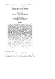c 2005 Imprint Academic  Mind & Matter Vol. 3(2), pp. 7–27