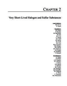 CHAPTER 2 Very Short-Lived Halogen and Sulfur Substances Lead Authors: M.K.W. Ko G. Poulet Coauthors:
