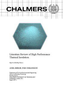 Literature Review of High Performance Thermal Insulation Report in Building Physics