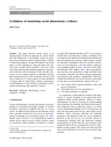 AI & Soc DOIs00146ORIGINAL ARTICLE  Usefulness of simulating social phenomena: evidence