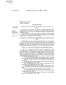 121 STAT. 8  PUBLIC LAW 110–5—FEB. 15, 2007 Public Law 110–5 110th Congress
