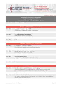 Updated on March 11, 2016  SCF2016 MAIN CONFERENCE PROGRAMME Day 2 | Wednesday, 16 March 2016 Breakthrough Theatrette, Level 4, Matrix Building, Biopolis 08::00
