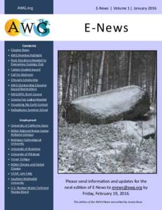 AWG.org  E-News ǀ Volume 1 ǀ January 2016 E-News Contents