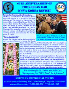 65th Anniversaries of the Korean War KWVA Korea Revisit Korean War Veterans & family members, The KVA, Korea Veterans Association, (Seoul)