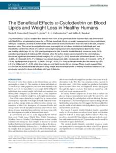 The Beneficial Effects α-Cyclodextrin on Blood Lipids and Weight Loss in Healthy Humans
