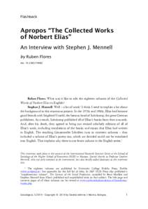 Flashback  Apropos “The Collected Works of Norbert Elias” An Interview with Stephen J. Mennell by Ruben Flores
