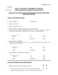 Application No: 13 CAAN/AWD Form Form No. :-E2-001  CIVIL AVIATION AUTHORITY OF NEPAL