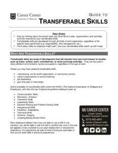 GUIDE  TO TRANSFERABLE SKILLS FIRST STEPS