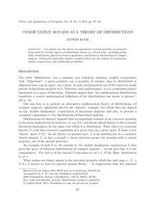 Theory and Applications of Categories, Vol. 26, No. 4, 2012, pp. 97–131.  COMMUTATIVE MONADS AS A THEORY OF DISTRIBUTIONS