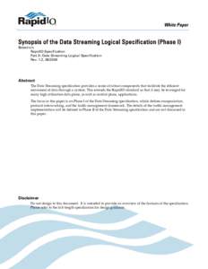 Synopsis of the Data Streaming Logical Specification (Phase I)