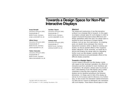 Towards a Design Space for Non-Flat Interactive Displays Sonja Rümelin Aurélien Tabard
