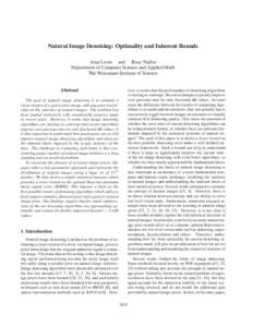 Natural Image Denoising: Optimality and Inherent Bounds Anat Levin and Boaz Nadler Department of Computer Science and Applied Math The Weizmann Institute of Science  Abstract