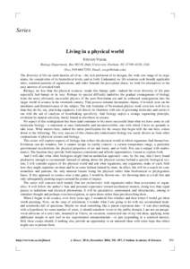 Series  Living in a physical world STEVEN VOGEL Biology Department, Box 90338, Duke University, Durham, NC 27708–0338, USA (Fax, [removed]; Email, [removed])