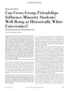 Can Cross-Group Friendships Influence Minority Students' Well-Being at Historically White Universities?