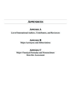 Appendices Appendix A List of International Authors, Contributors, and Reviewers Appendix B