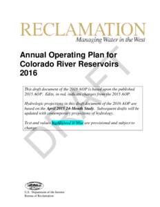 DRAFT Annual Operating Plan for Colorado River Reservoirs 2016