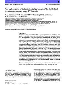 Mon. Not. R. Astron. Soc. 419, 1285–doi:j19785.x New high-precision orbital and physical parameters of the double-lined low-mass spectroscopic binary BY Draconis