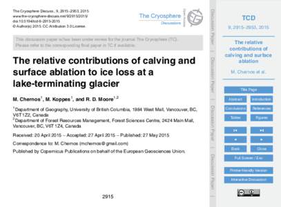 This discussion paper is/has been under review for the journal The Cryosphere (TC). Please refer to the corresponding final paper in TC if available. Discussion Paper  The Cryosphere Discuss., 9, 2915–2953, 2015