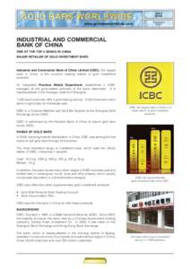 Economy / Precious metals / Finance / Money / Industrial and Commercial Bank of China / Bullion / Gold as an investment / Industrial and Commercial Bank / Gold bar / Gold / Fineness / Shanghai Stock Exchange