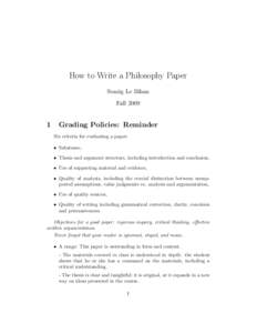 How to Write a Philosophy Paper Soazig Le Bihan Fall
