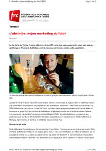 L’absinthe, enjeu marketing du futur | FRC  Page 1 sur 5 Terroir