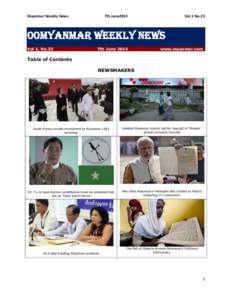 Myanmar Weekly News    4th January 2014                                                Vol.1 No.1