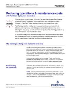 White paper: Reducing Operations & Maintenance Costs September 2003 – Page 1 ®  PlantWeb