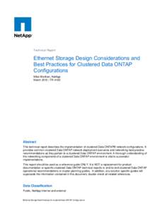 ,  Technical Report Ethernet Storage Design Considerations and Best Practices for Clustered Data ONTAP