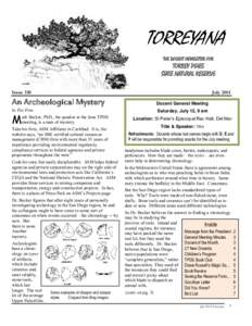 TORREYANA THE DOCENT NEWSLETTER FOR TORREY PINES STATE NATURAL RESERVE Issue 350