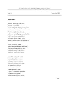 ka mate ka ora: a new zealand journal of poetry and poetics Issue 6 September[removed]Shape shifter