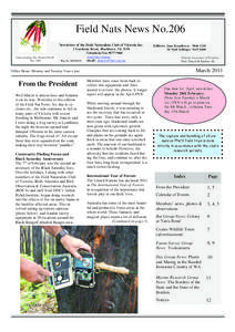 Field Nats News No.206 Newsletter of the Field Naturalists Club of Victoria Inc. Understanding Our Natural World Est. 1880