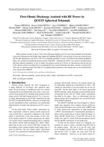Plasma and Fusion Research: Regular Articles  Volume 6, First Ohmic Discharge Assisted with RF Power in QUEST Spherical Tokamak