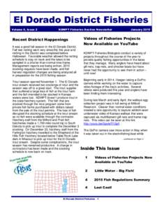 El Dorado District Fisheries Volume 6, Issue 2 KDWPT Fisheries Section Newsletter  Recent District Happenings
