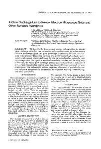 JOURNAL OF ELECTRON MICROSCOPY TECHNIQUE 7x29[removed]A Glow Discharge Unit to Render Electron Microscope Grids and