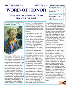 Volume 19 Issue 1  Winter 2012 Word of Honor The Official Newsletter of