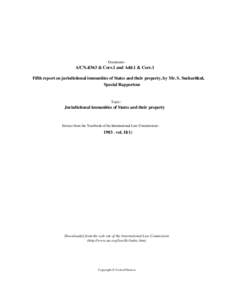 Document:-  A/CN.4/363 & Corr.1 and Add.1 & Corr.1 Fifth report on jurisdictional immunities of States and their property, by Mr. S. Sucharitkul, Special Rapporteur