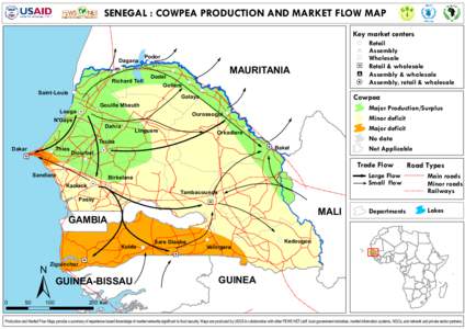SENEGAL : COWPEA PRODUCTION AND MARKET FLOW MAP Key market centers ! (