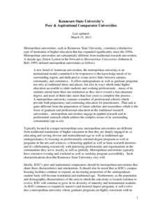    Kennesaw State University’s Peer & Aspirational Comparator Universities  