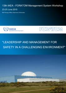 13th IAEA - FORATOM Management System WorkshopJune 2015 EDF Energy Offices, Barnwood, Gloucester 