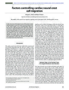 SPECIAL FOCUS: RECENT ADVANCES IN MOLECULAR AND CELLULAR MECHANISMS GOVERNING NEURAL CREST CELL MIGRATION, REVIEW  Cell Adhesion & Migration 4:4, [removed]; October/November/December 2010; © 2010 Landes Bioscience