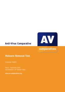 Anti-Virus Comparative  Malware Removal Test Language: English  March - September 2016