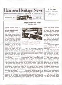 Harrison Heritage News Published monthly by Harrison County Historical Society, PO Box 411, Cynthiana, KY, 41031 NovemberIn This Issue