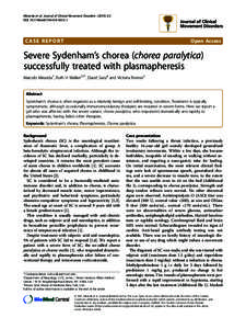 Severe SydenhamŁs chorea (chorea paralytica) successfully treated with plasmapheresis