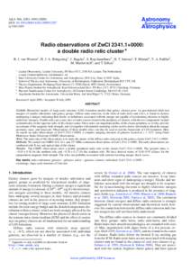 Radio observations of ZwCl+0000: a double radio relic cluster